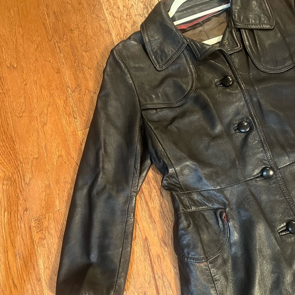 Vintage brown leather coat - Picture 5 of 7
